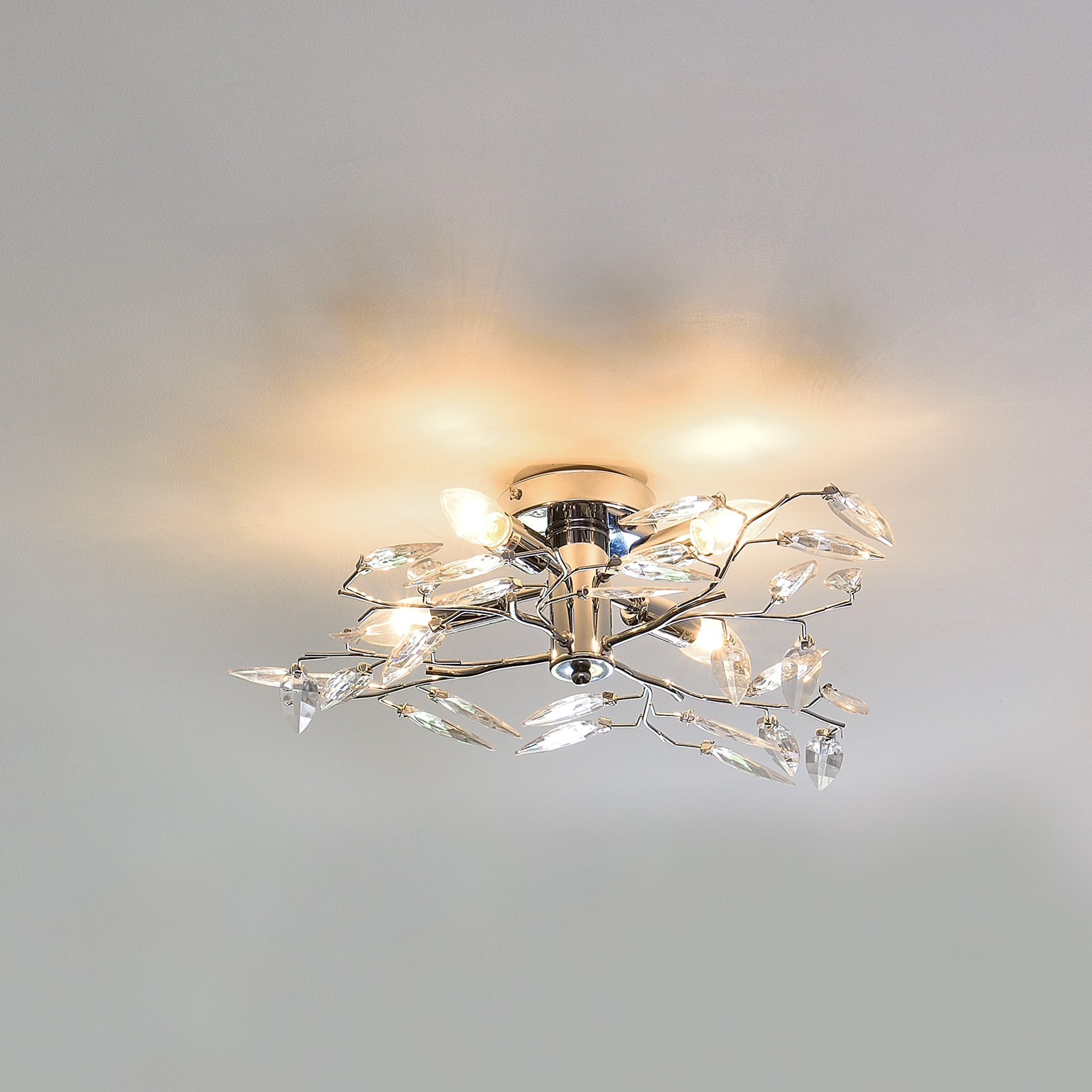 Plafonnier LED - DREAMMESPACE - Lustre Cristal Métal - 50W - Chrome
