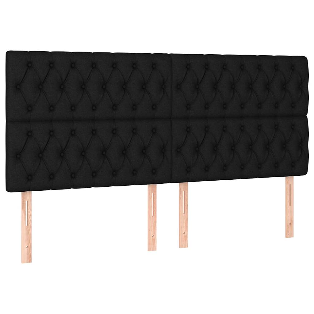 Cadre de lit sans matelas avec tête de lit noir 200 x 200 cm tissu - 9