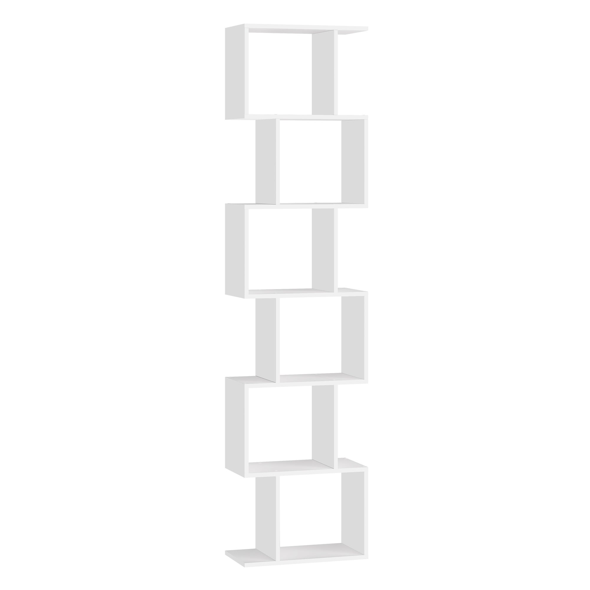 Libreria a 6 ripiani con un'anta e 2 cassetti - 100 x 30 x 173,5 - Truciolare e metallo - oro + bianco