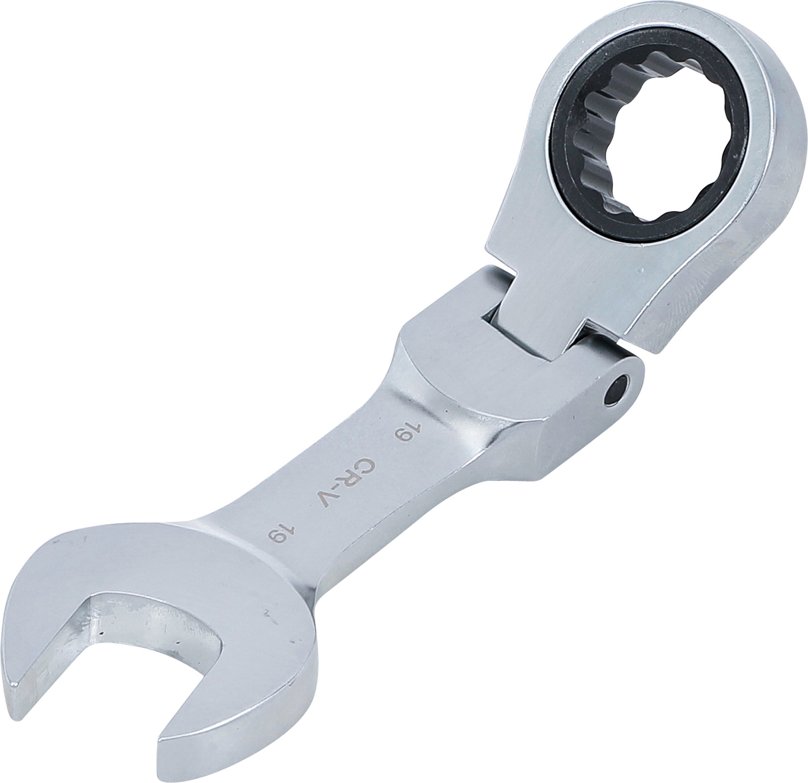 BGS klucz płasko-oczkowy z grzechotką krótki, odchylany SW 19 mm - 6919