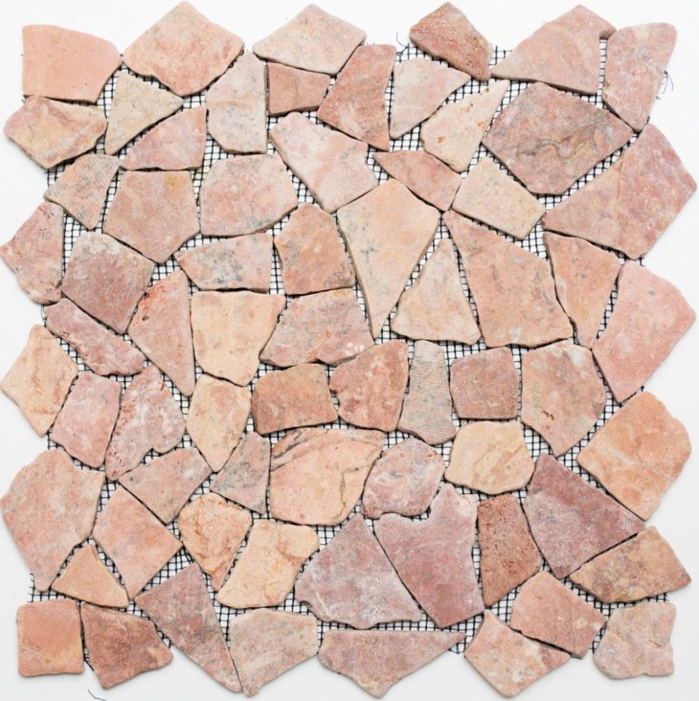 Mosaico poligonal de fractura, mosaico de piedra natural de mármol rosa ...