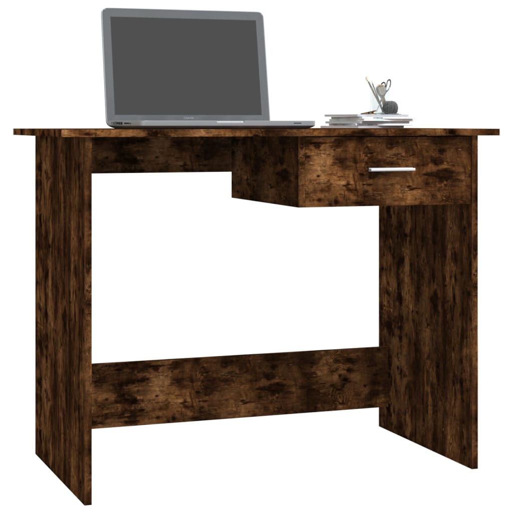 Bureau，Table de travail，Table d'étude Chêne fumé 100x50x76 cm Bois d'ingénierie CWV20637 - 3