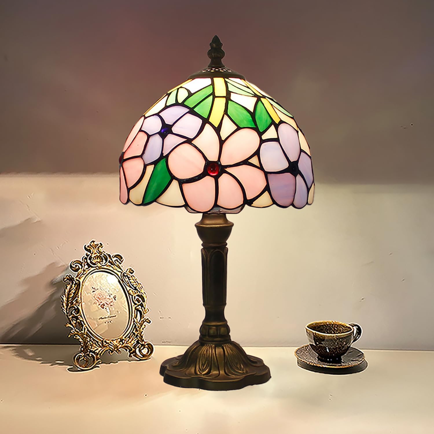 Lampe En Vitrail Forme Chat Colorée Vintage - Veilleuse Déco Pour Chambre Et Salon