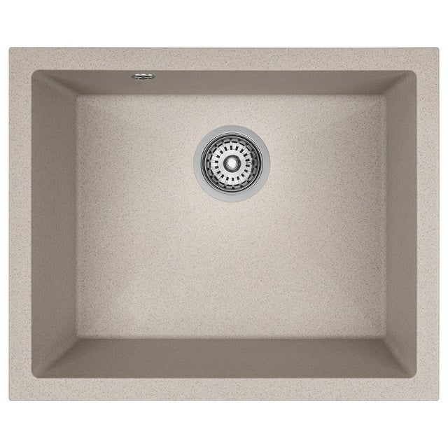 Evier de cuisine rond en granit beige IBIZA, 1 bac,56x46