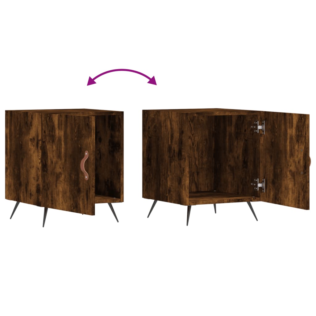 Maison Exclusive - Tables de chevet 2 pcs chêne fumé 40x40x50 cm bois d'ingénierie - 9
