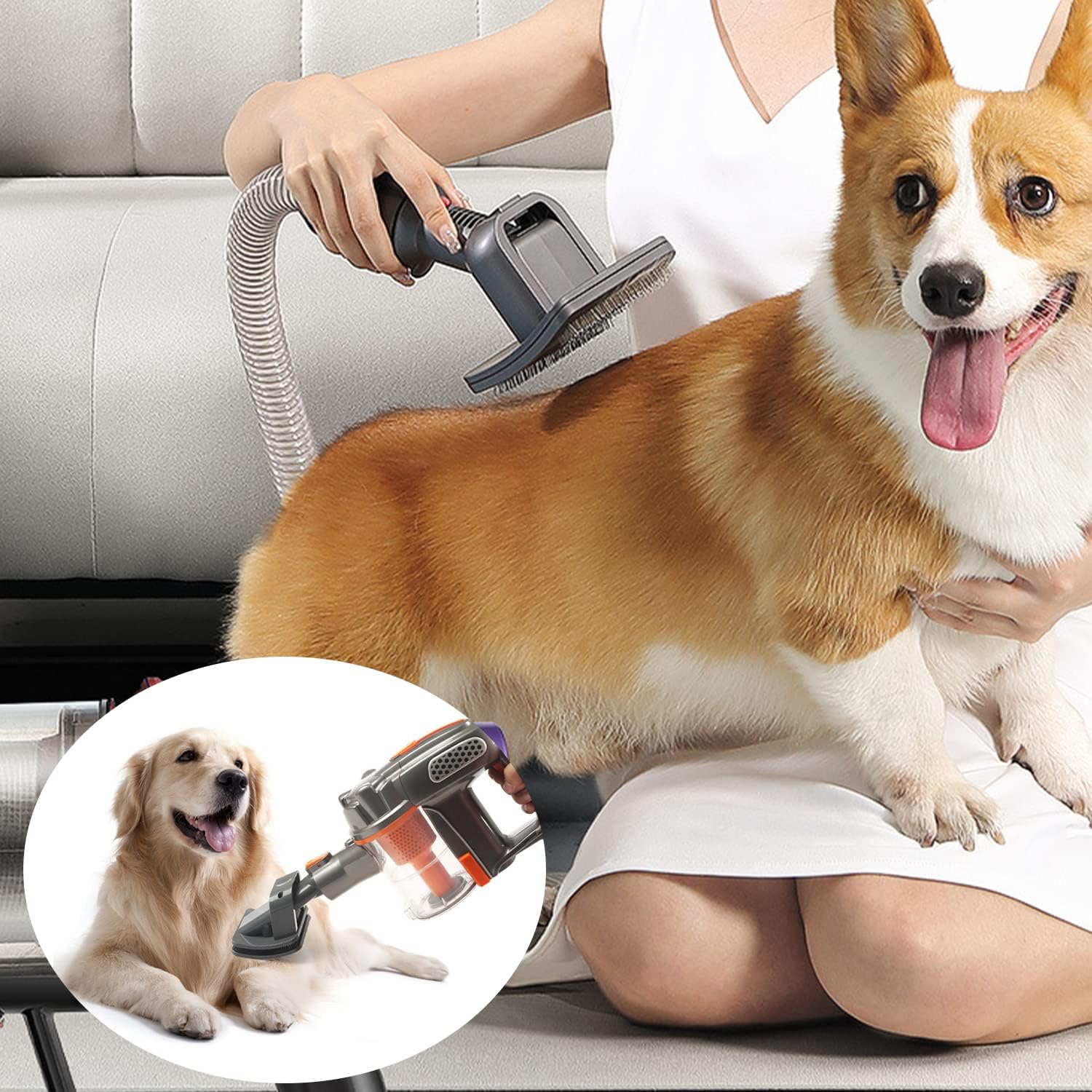 Brosse Aspirateur Chien pour Dyson, Brosse à Poils D'animaux, avec Extension Tuyau et Verrou de Gâchette, pour Dyson V7 V8 V10 V11 V12 V15 - 5