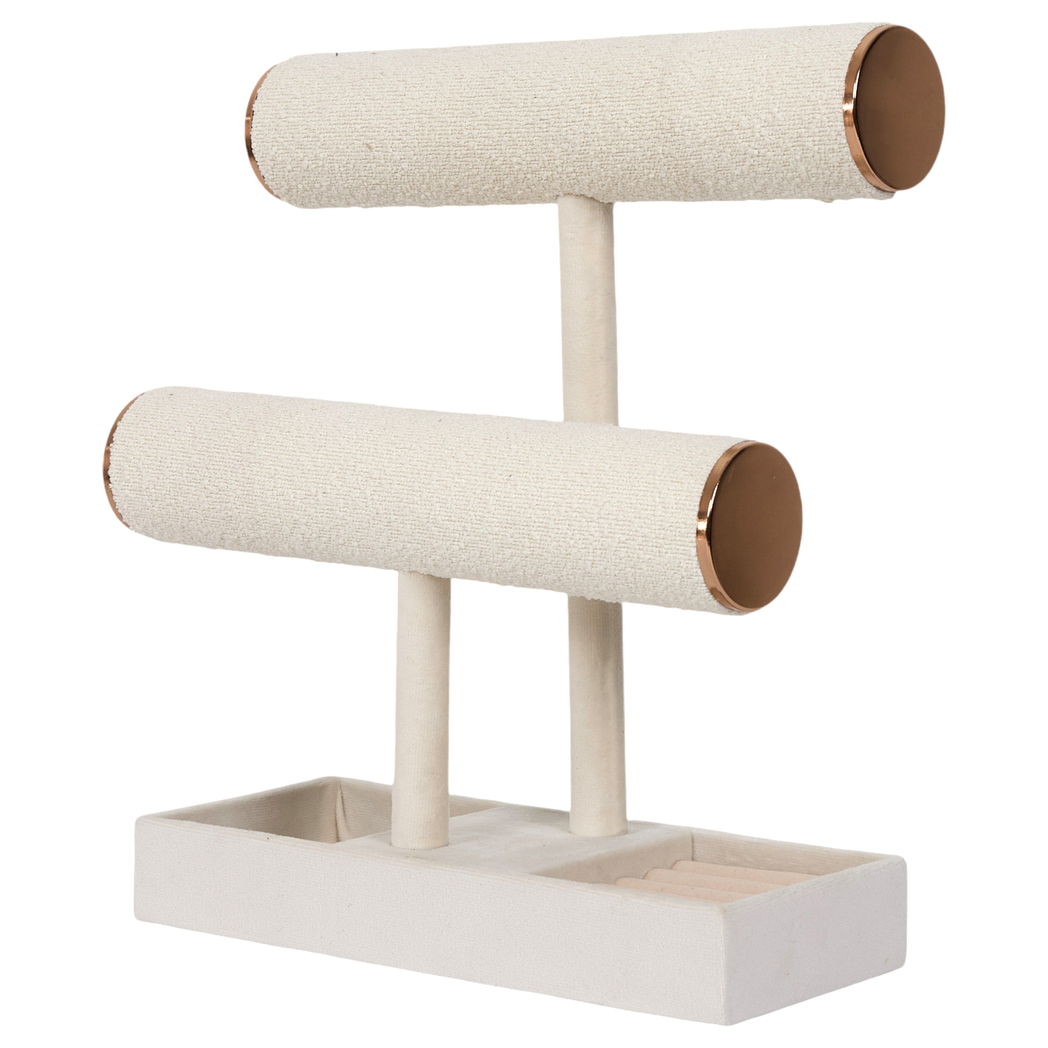 Porte Bijoux - Home Deco Factory - Bouclette Double - Pratique - Esthétique - Blanc - 3