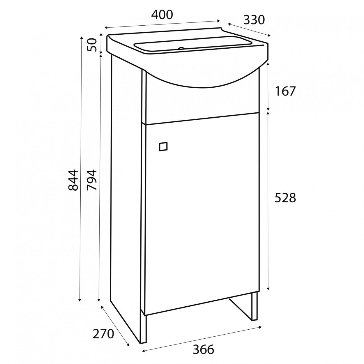 Meuble lave main avec vasque SATI 40 cm - 2