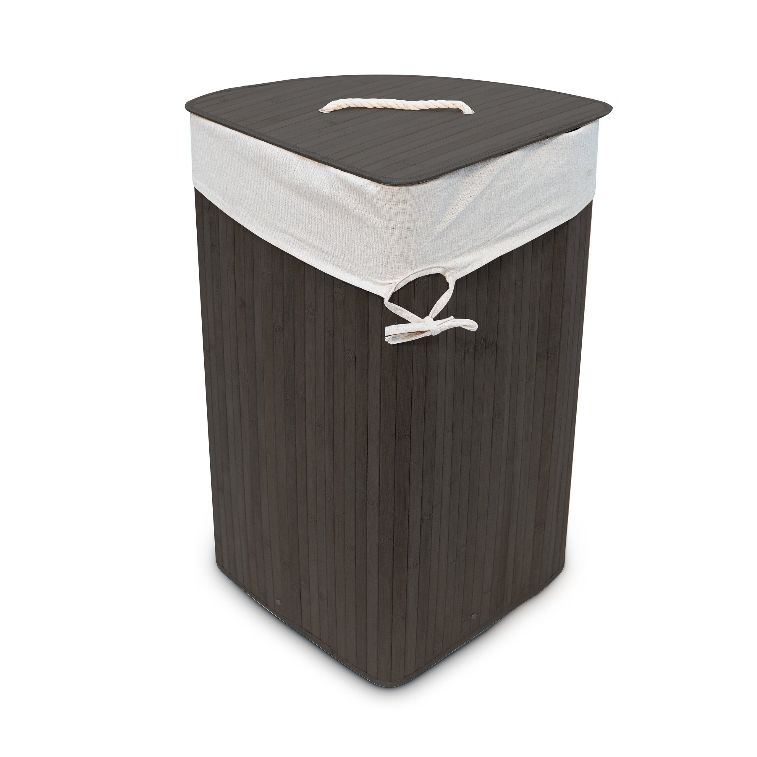 Panier à linge bambou, corbeille linge pliante, 60 L, sac intérieur coton, 65 x 49,5 x 37 cm, noir, Relaxdays - 9