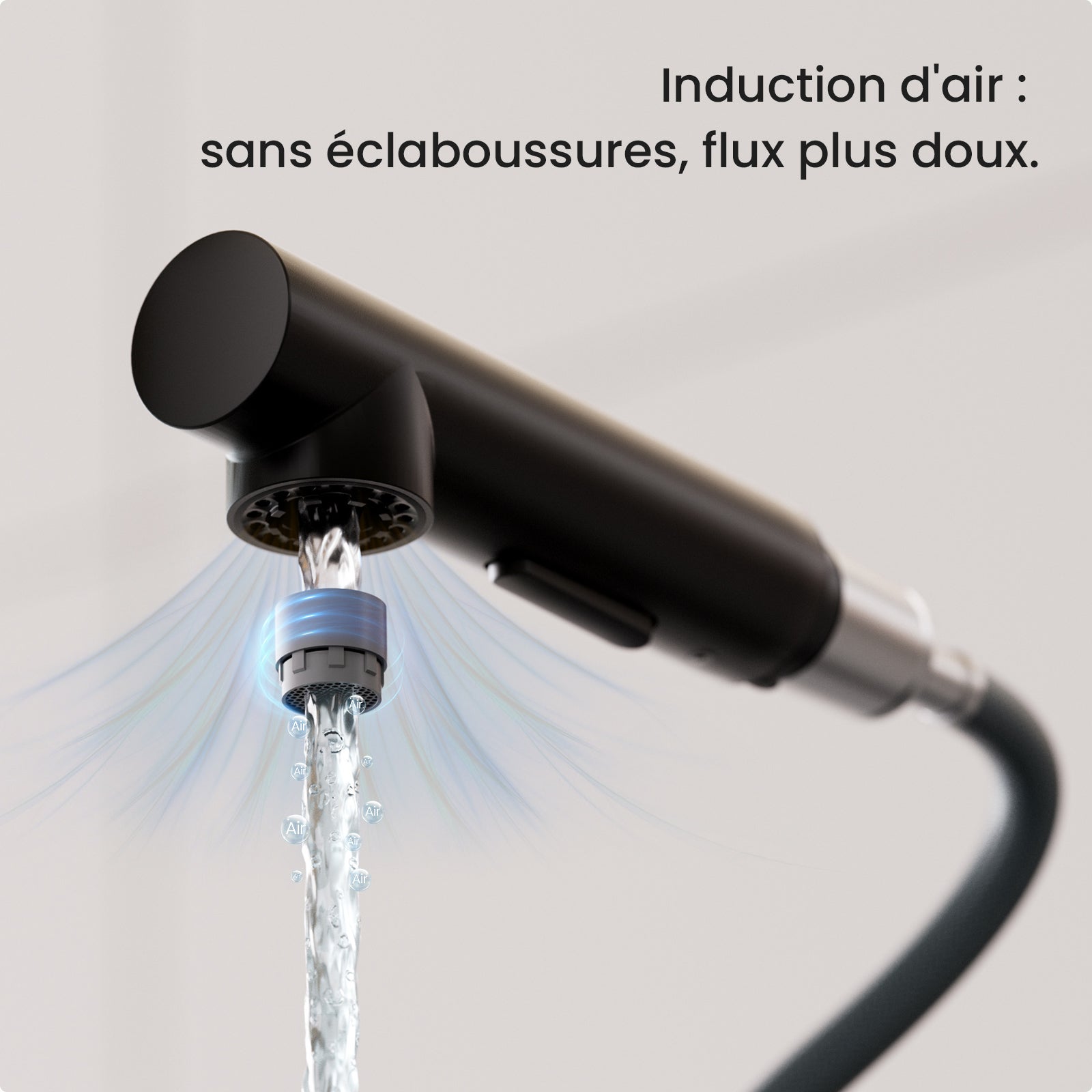 Cecipa max Mitigeur de Cuisine avec Douchette Extractible - Robinet Cuisine avec 2 Modes de Sortie D'eau - Mitigeur d'Évier en Inox Noir - 5