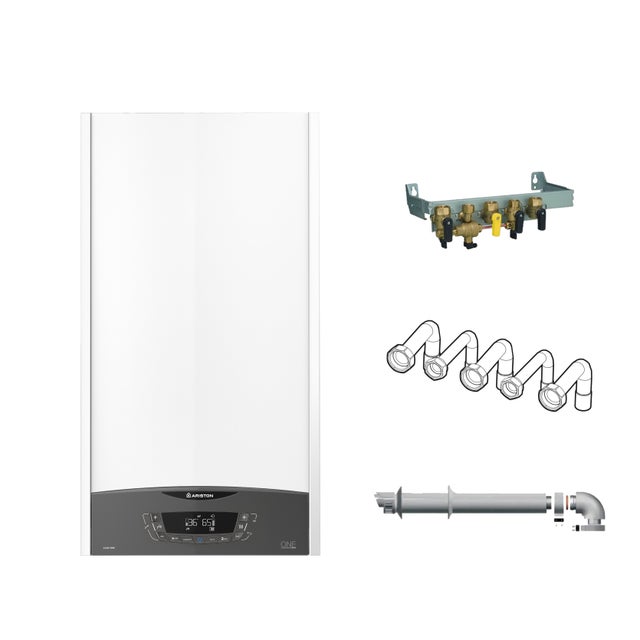 Ariston CLAS ONE 35 kW, Chaudière Murale à Condensation Micro-Accumulation Complète (Barettes, Douilles, Ventouse), Compacte, Économies d'Énergie A+