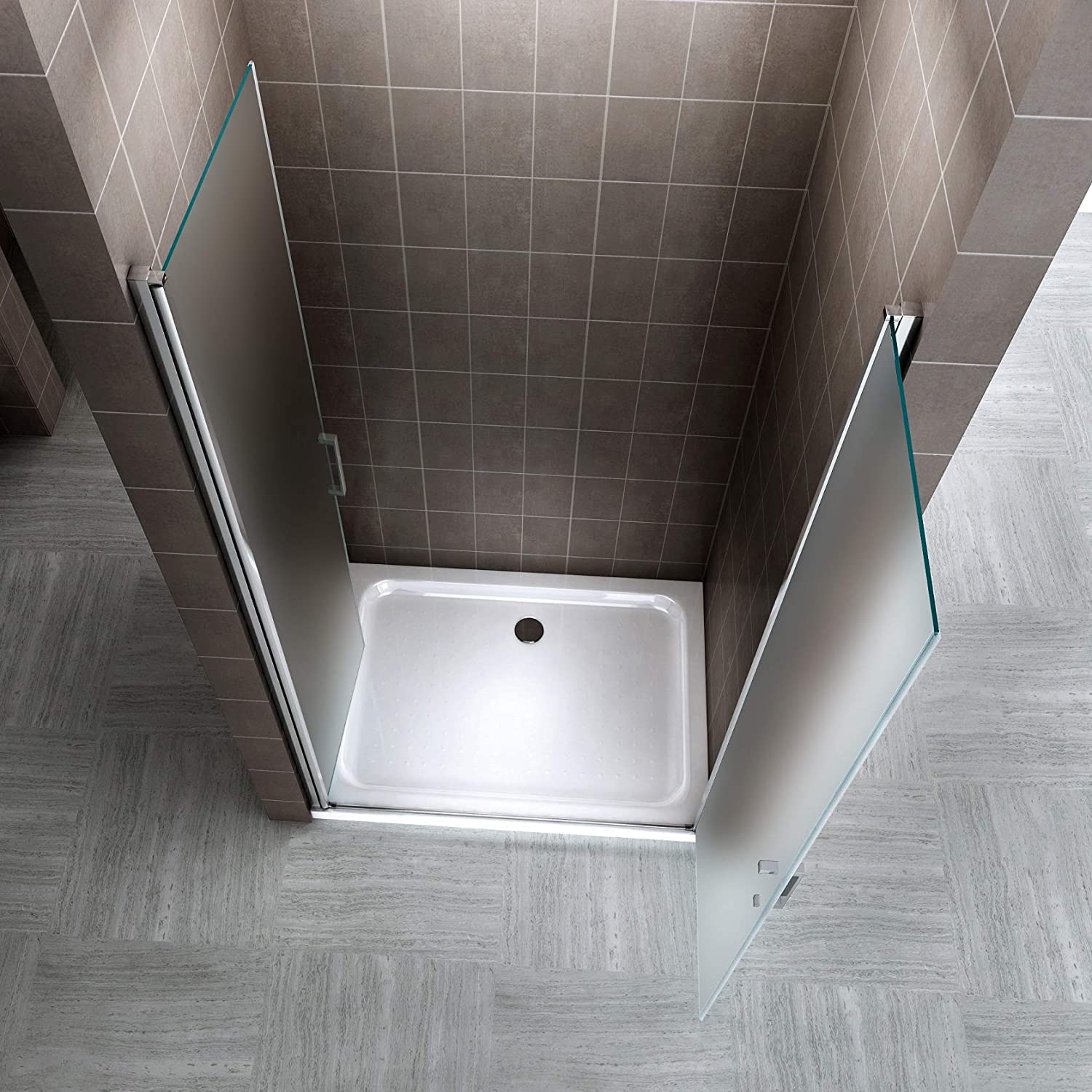 Porte de douche 77x195 cm verre opaque/dépoli - ajustable de 77 à 80 cm - 3