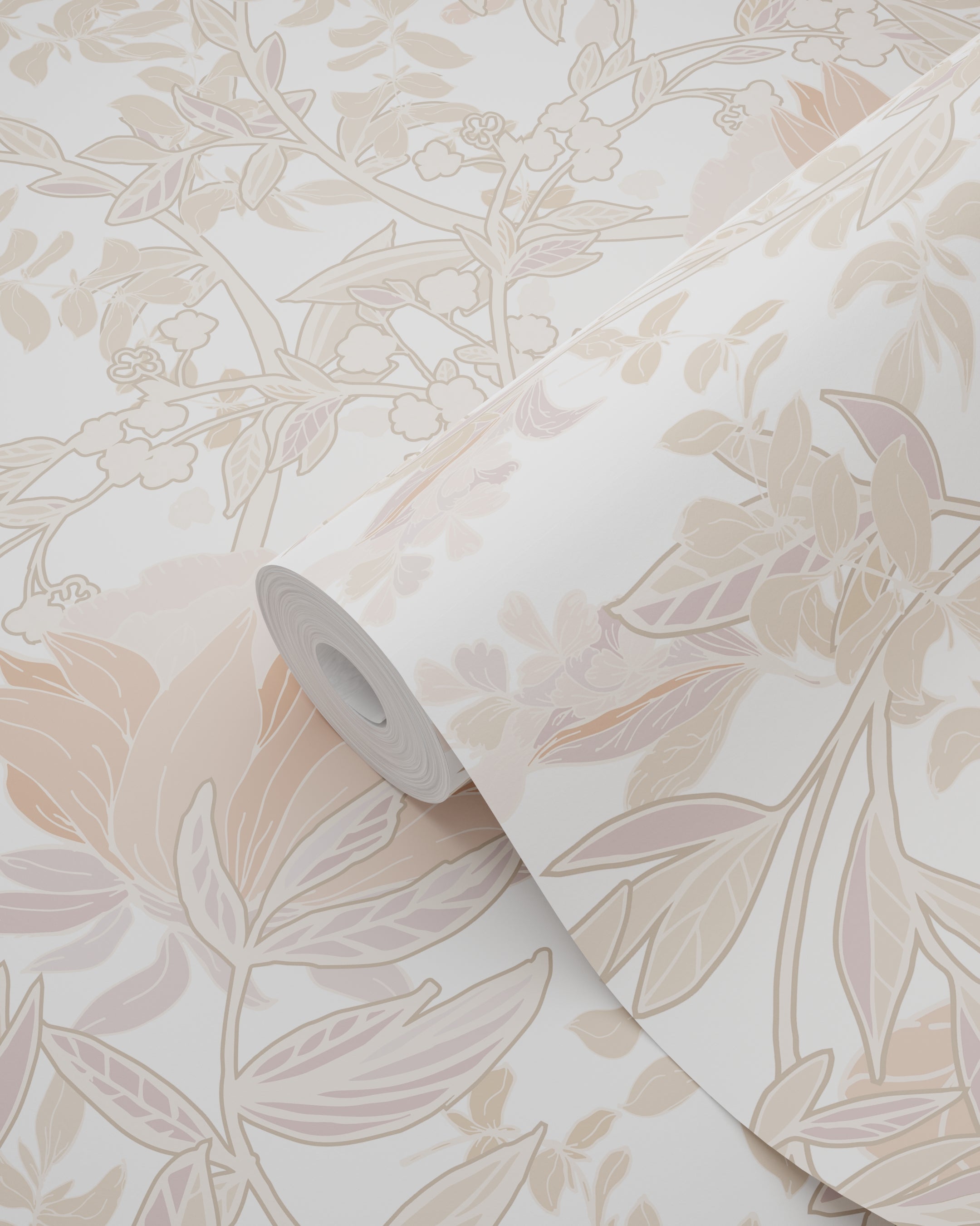 Papier peint fleurs vintage de style art nouveau sable beige et terracotta claire - 53 cm x 10.05 m - ESTAhome - 9