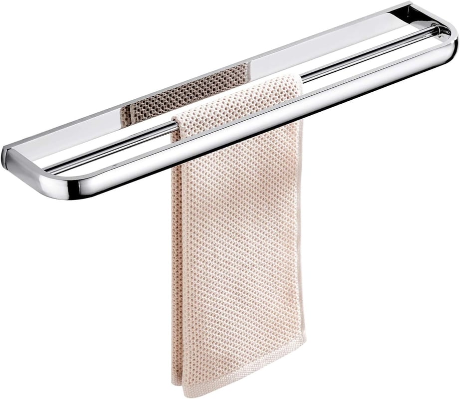 Dwuwarstwowy chromowany wieszak na ręczniki do łazienki i kuchni