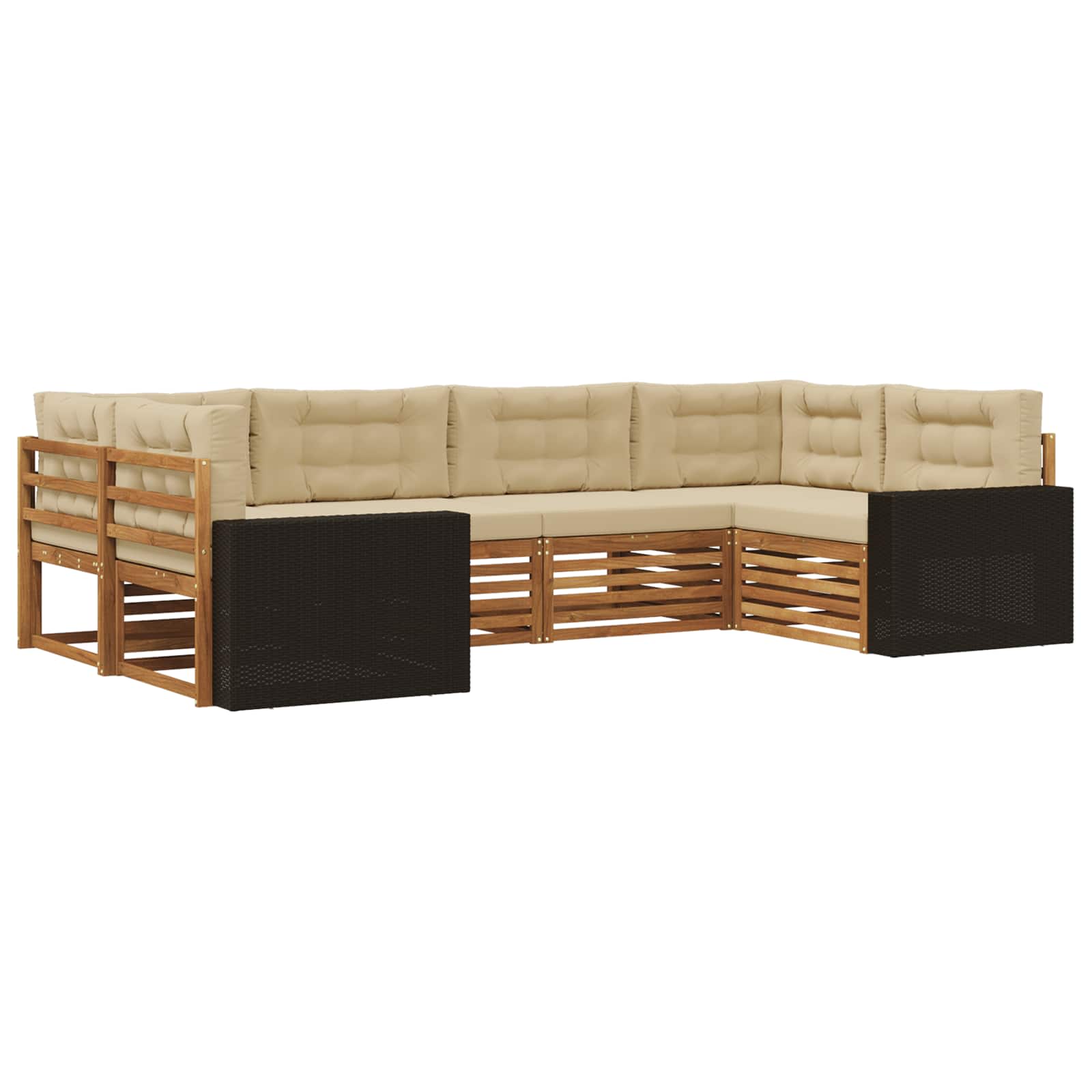 Ensemble de canapés d'extérieur, 6 pièces, naturel et beige, pour la terrasse - 2