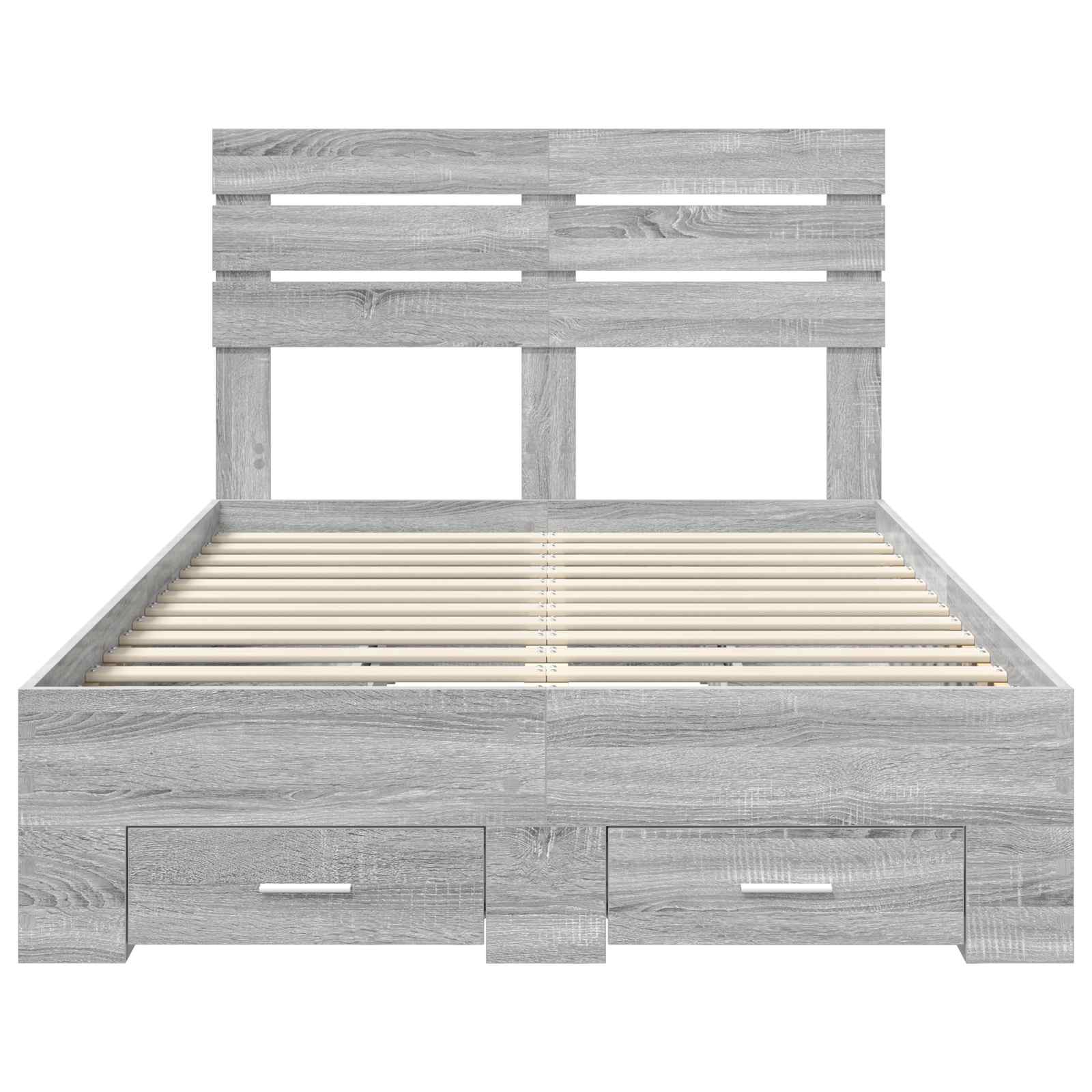 Cadre de lit gris 120 x 190 cm panneau de bois - 8
