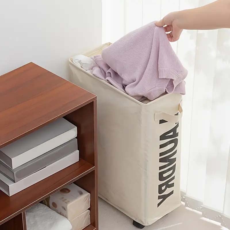 Panier à linge pliable grande capacité avec roulettes, corbeille de rangement multifonctionnelle pour dortoir, maison, salle de sport gris clair - 7