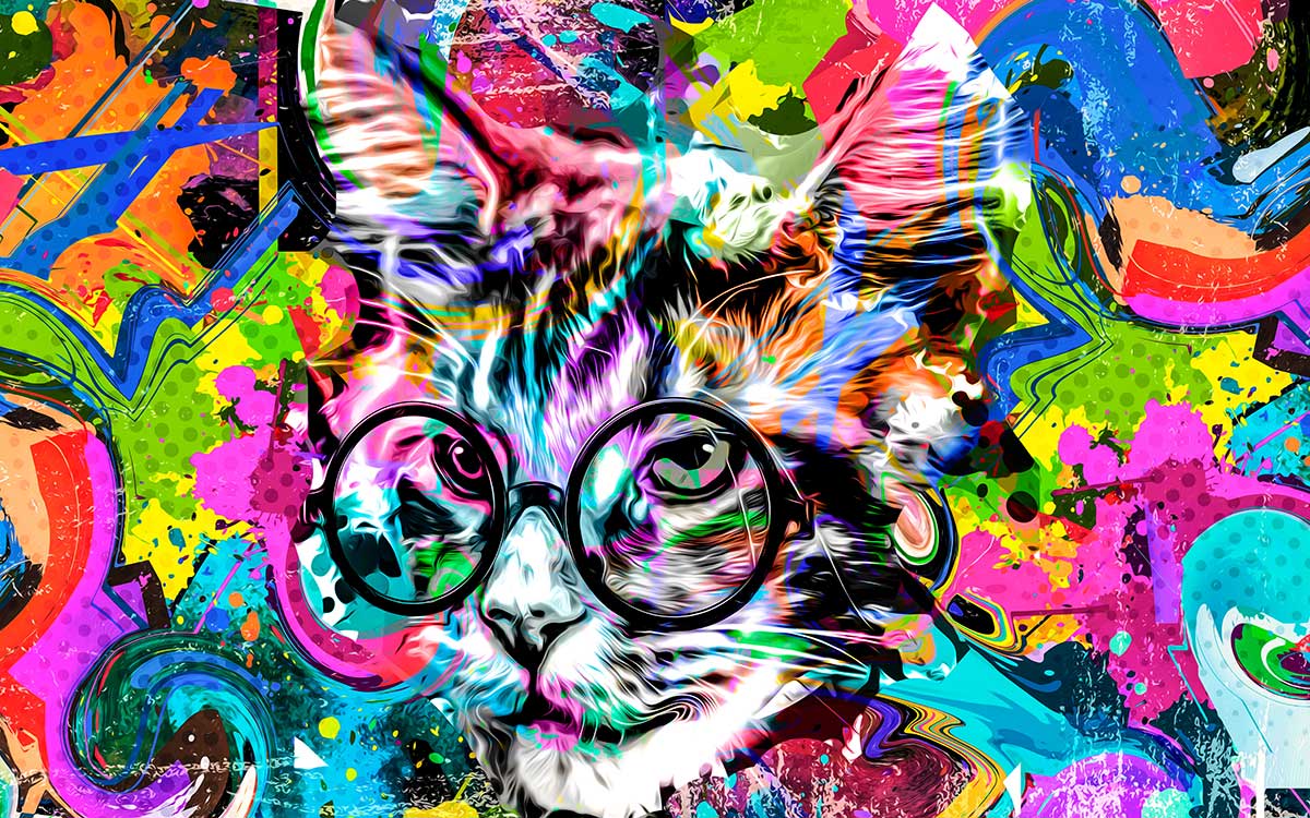 Tableau Pop art chat lunette 80x50cm made in France Leroy Merlin