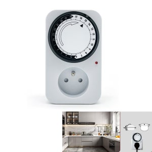 Transplant Minuterie mécanique 220-240 V 16 A 24 Heures, minuterie de Segment d'immersion, pour éclairage, radiateurs, piscines et Autres appareils ménagers