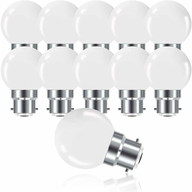 Żarówka LED bagnetowa B22 3W, Żarówka Mini Globe Golfball B22 G45, Biała Ciepła 3000K, 280LM, Bez możliwości ściemniania, Zestaw 10 sztuk