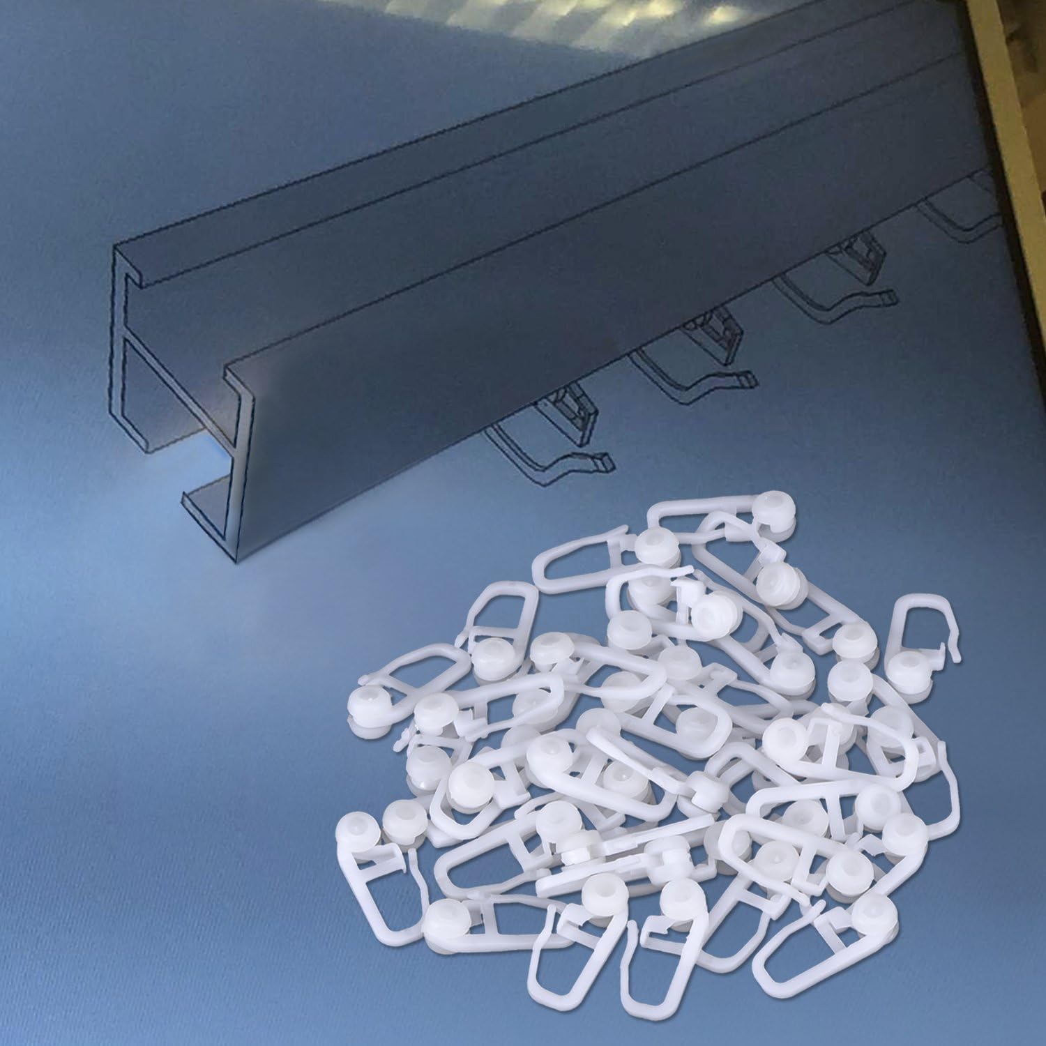 Clips de Rideau Roulant Crochets de Rideaux en Plastique Blanc pour Voie Type Rideau, 50 Paquets (Clips) - 3