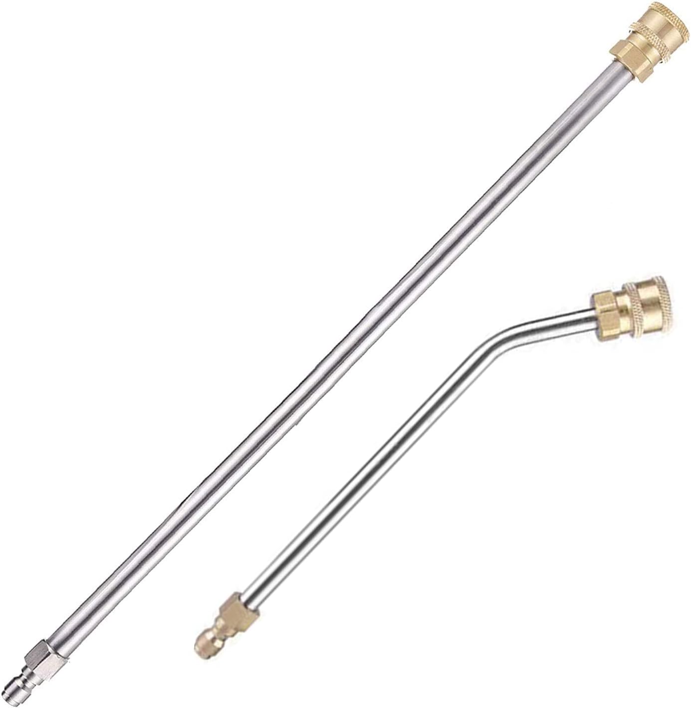 Zestaw 2 przedłużek do myjki wysokociśnieniowej, lanca przedłużająca (40 cm) + zakrzywiona lanca przedłużająca 30° (17 cm), szybkozłącze 11,6 mm
