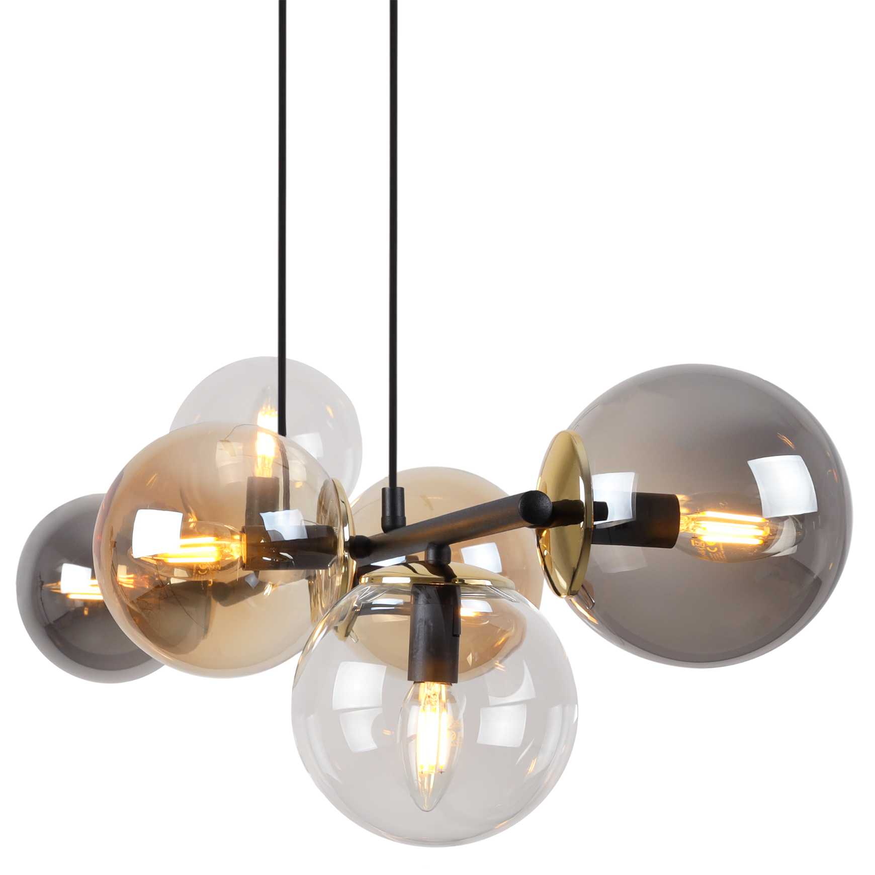 Lampa sufitowa wisząca Siena czarna modern 6xE14 klosz kula mieszany/złoty Light Home LH - 5