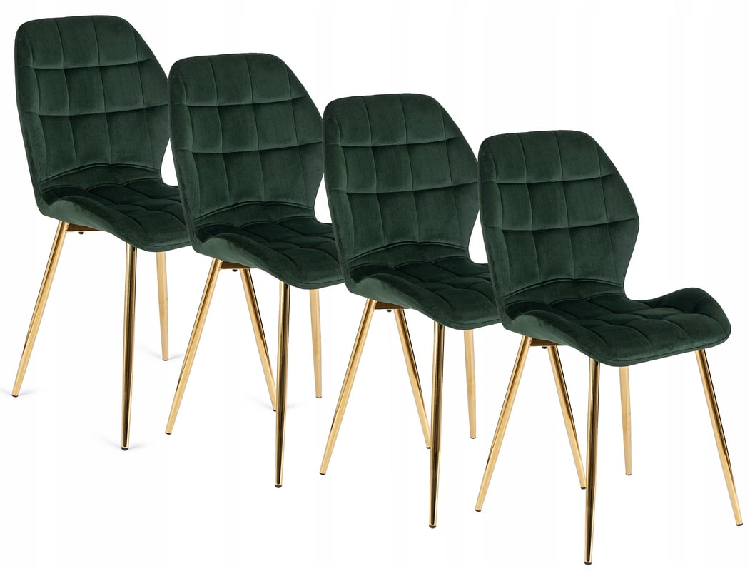Zestaw Krzesło Tapicerowane Welurowe Kuchenne Zielone Do Jadalni LUCKY 4x