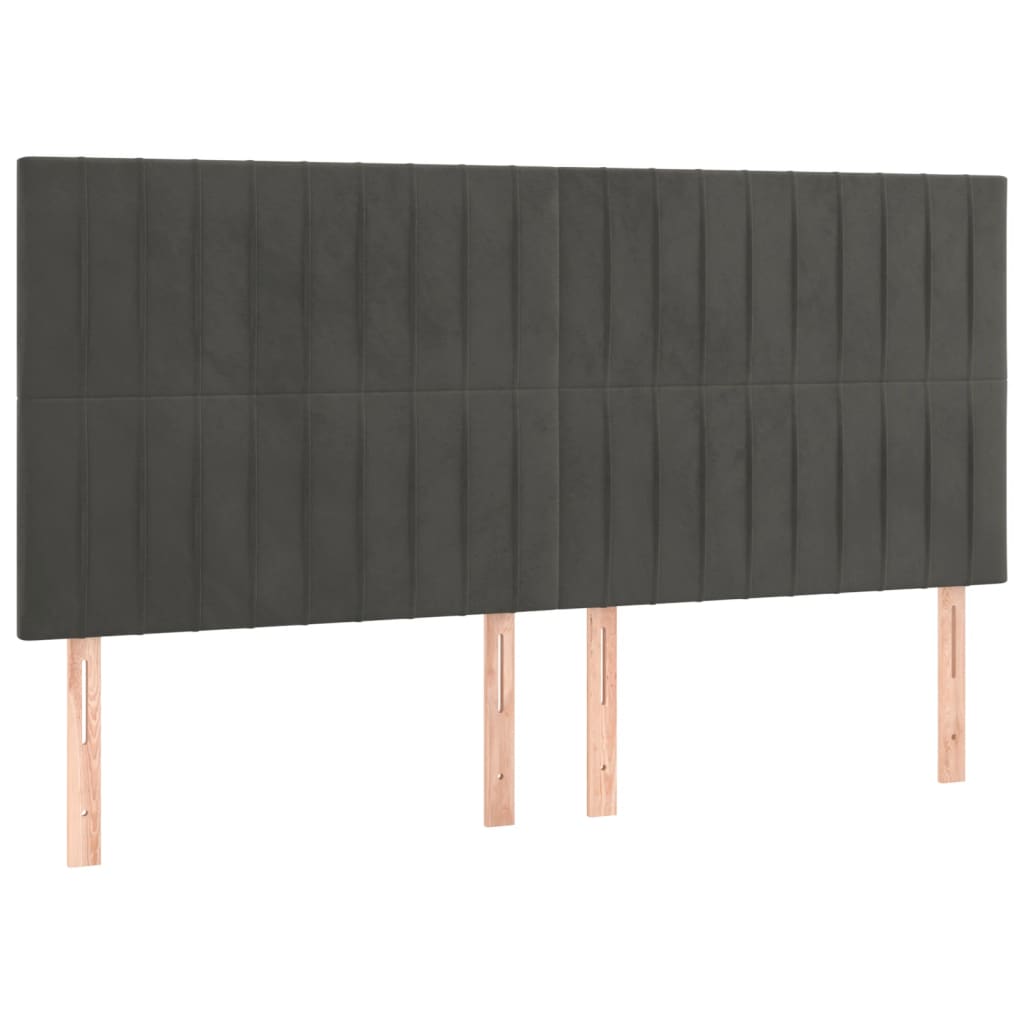 Cadre de lit sans matelas gris foncé velours - 8
