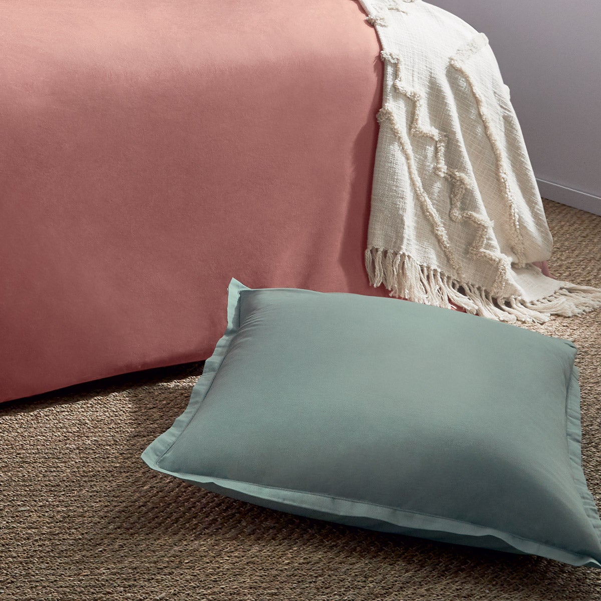 Taie d'oreiller en coton - vert céladon 63x63 cm - Atmosphera créateur d'intérieur - 7