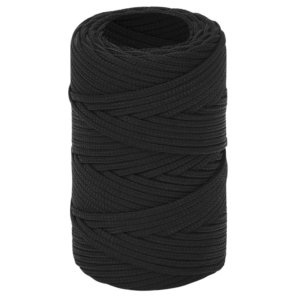 Corde De Bateau En Polypropylène – 2 Mm X 50 M – Tressée Noire – Résistante Aux Intempéries