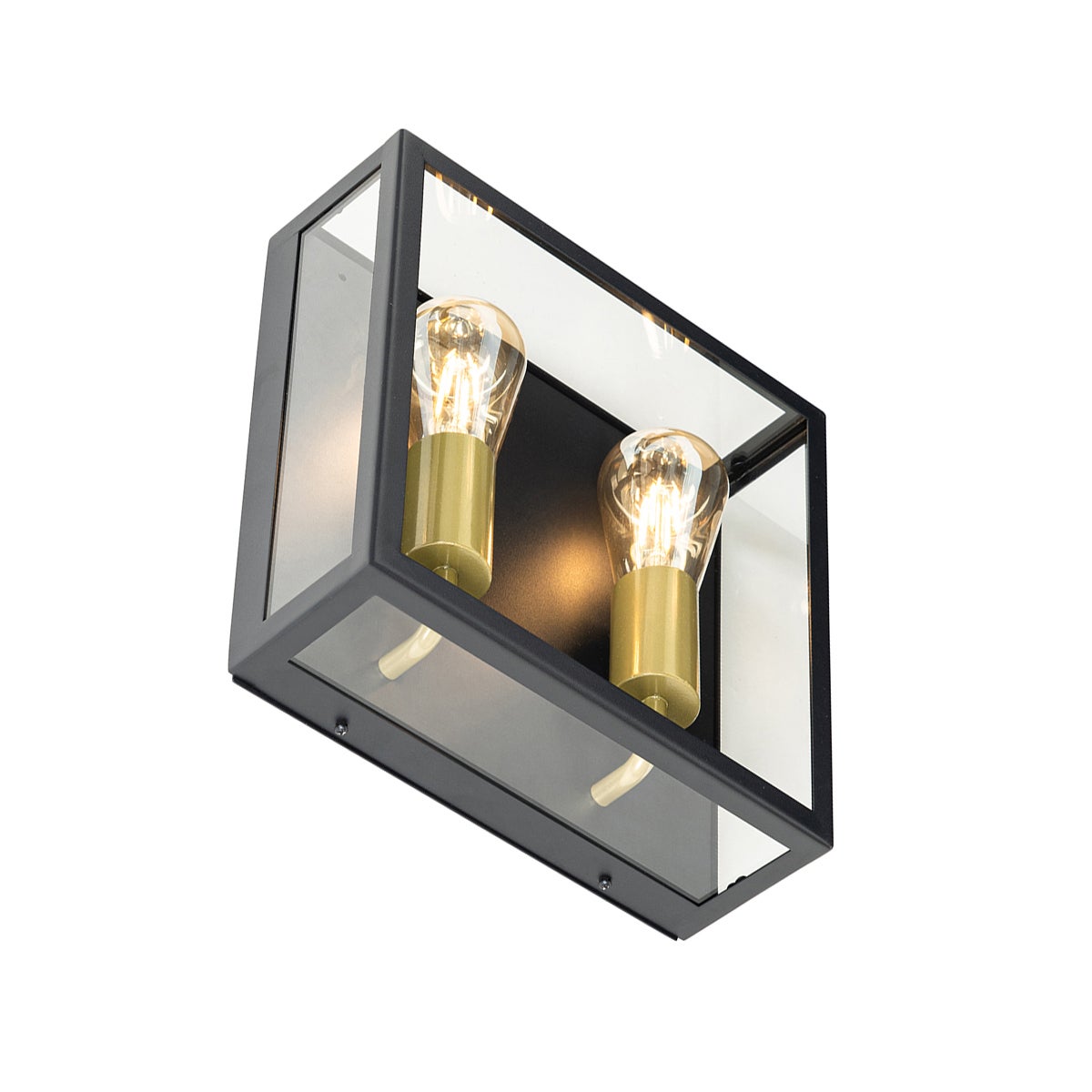 Qazqa industriel applique murale extérieure, lampe murale pour jardin - Rotterdam - laiton, max. 60w, e27, 28cm, IP23, carré, à - 8