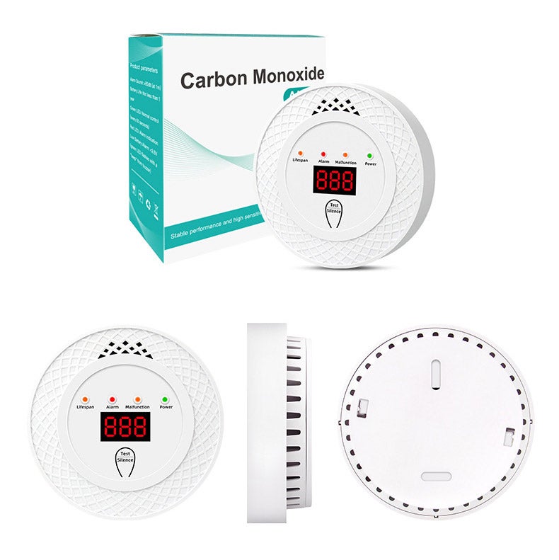 Detector de monóxido de carbono con pantalla LCD y alarma, funciona con pilas, 8,8 x 8,8 x 2,9 cm (pilas no incluidas). - 7