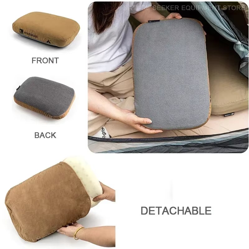 Almofada de espuma viscoelástica para campismo - Almofada de viagem ergonómica ultraleve para carro, praia, escritório (castanho) - 6