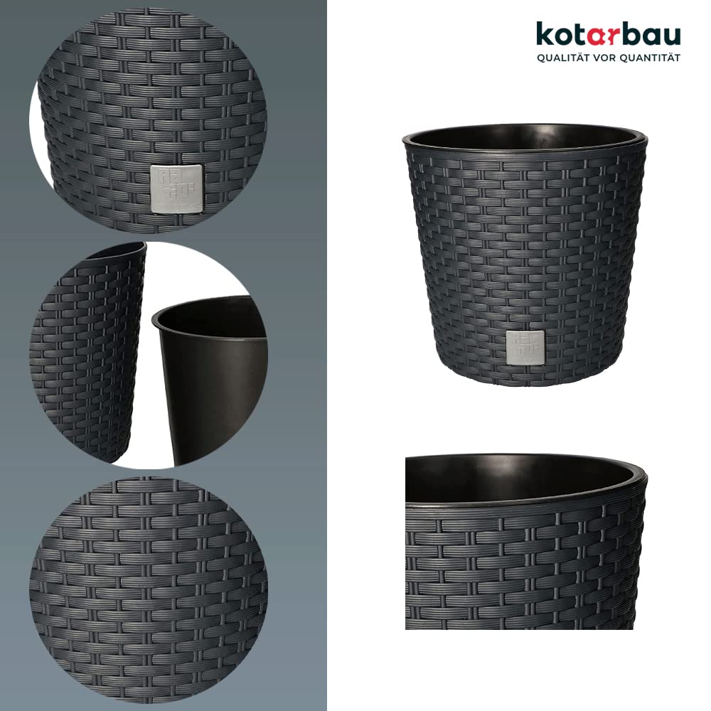 Doniczka rattan osłona donica antracyt 300 + wkład - KOTARBAU - 3