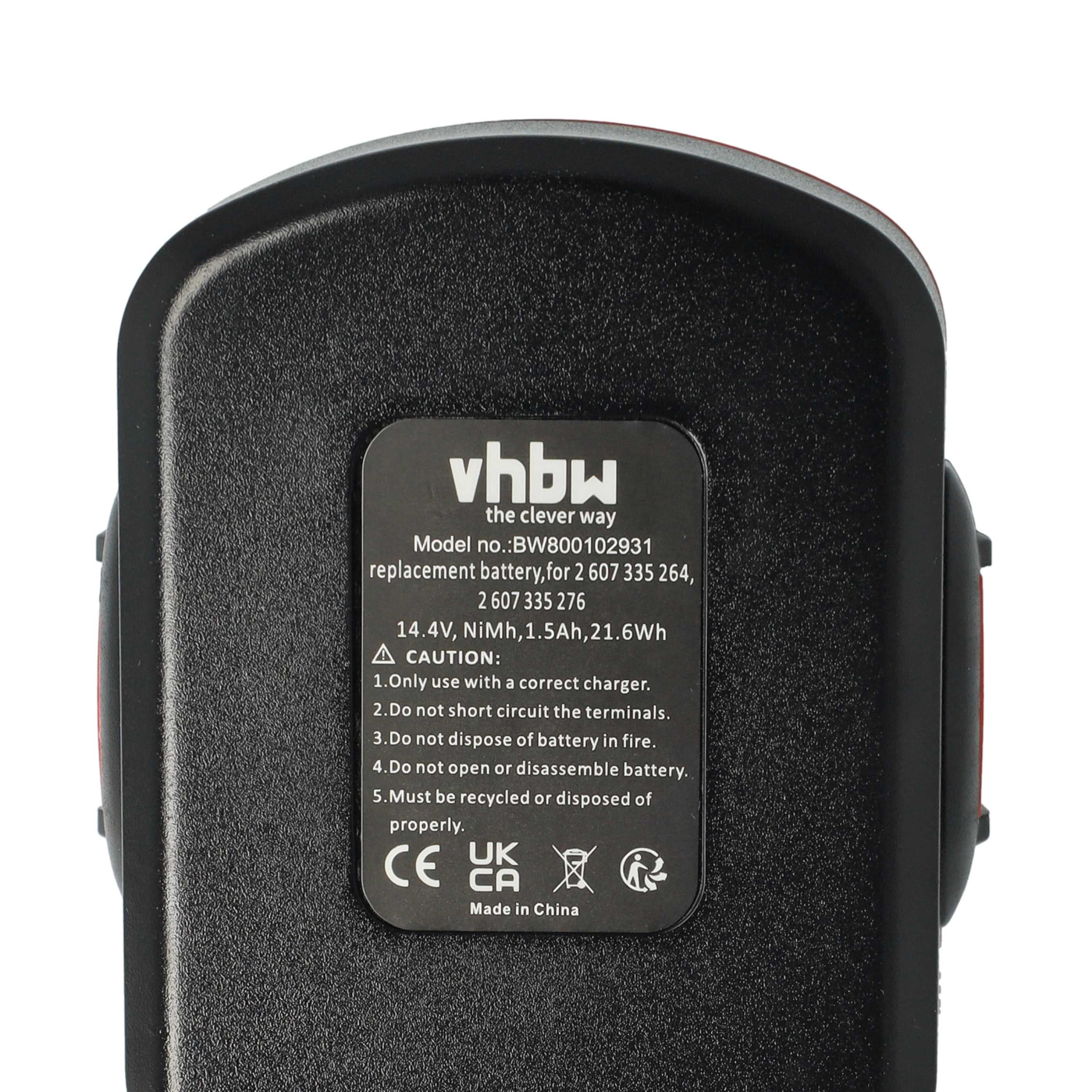 vhbw 3x Batterie remplacement pour Bosch 2 607 335 275, 2 607 335 264, 2 607 335 263, 1617S0004W pour outil électrique (1500 mAh, NiMH, 14,4 V) - 4