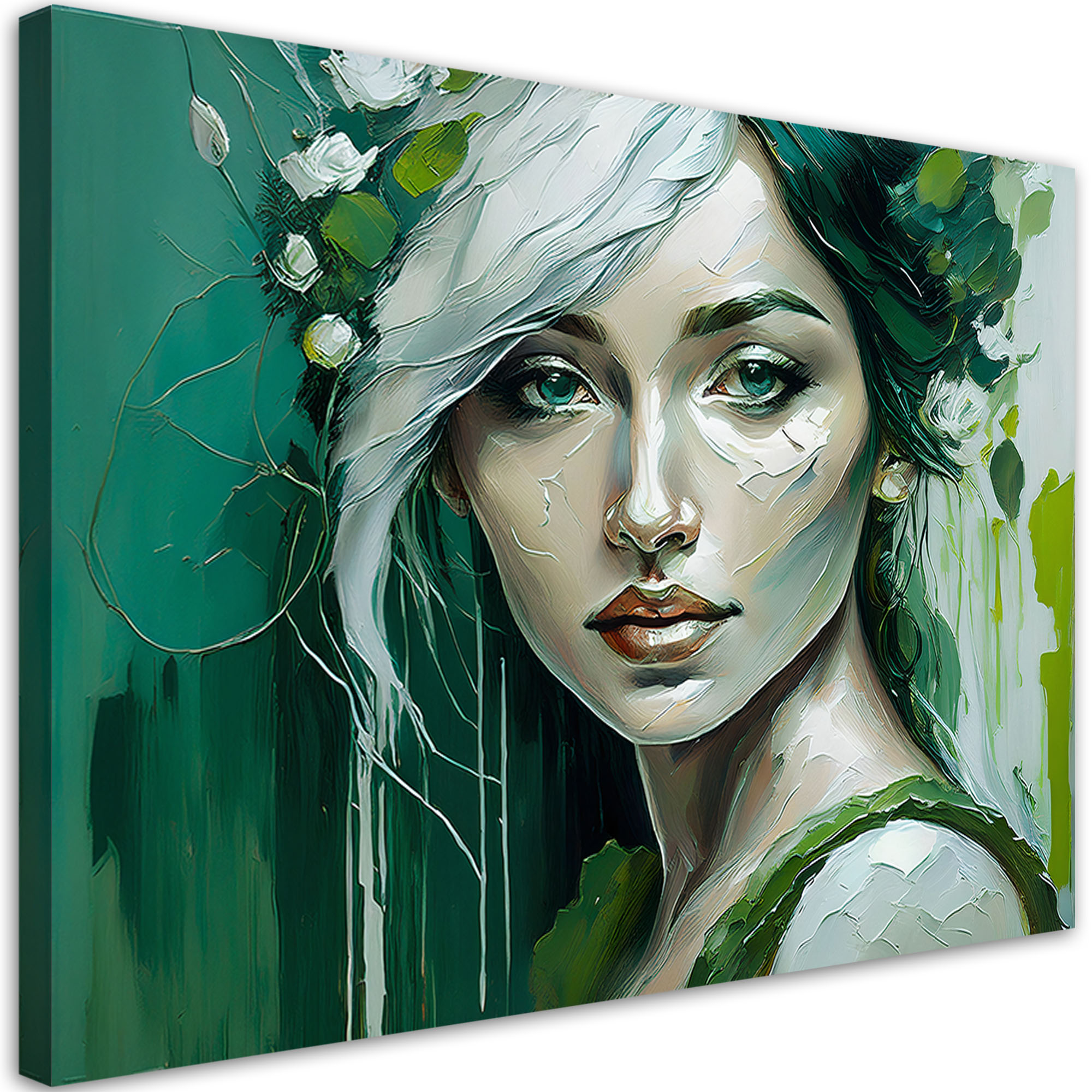 Obraz na płótnie, Kobieta Glamour Zielony 90x60