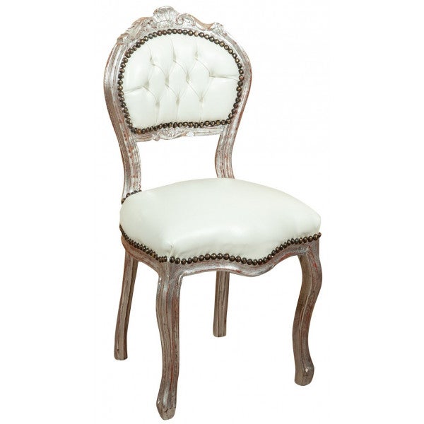 Biscottini INTENATIONAL Art Trading L6365-1, Sedie Luigi XVI 93x42x42 cm Antica Argento/Sedia
