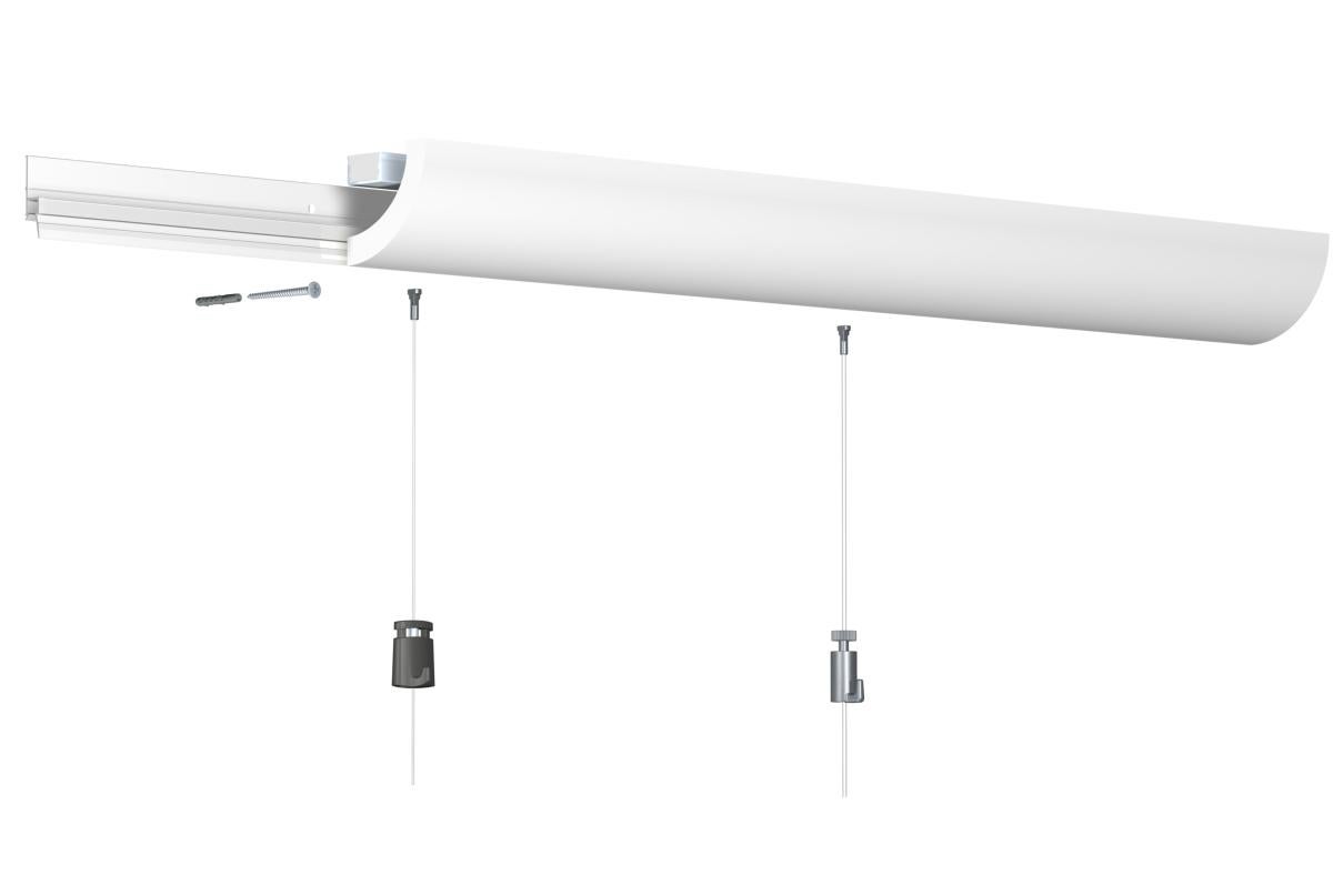 Kit Cimaise tableau DecoRail Artiteq 200 cm + corniche Orac Decor C362 - 200 x 5 x 5 cm - vis & chevilles murs mixtes - 2