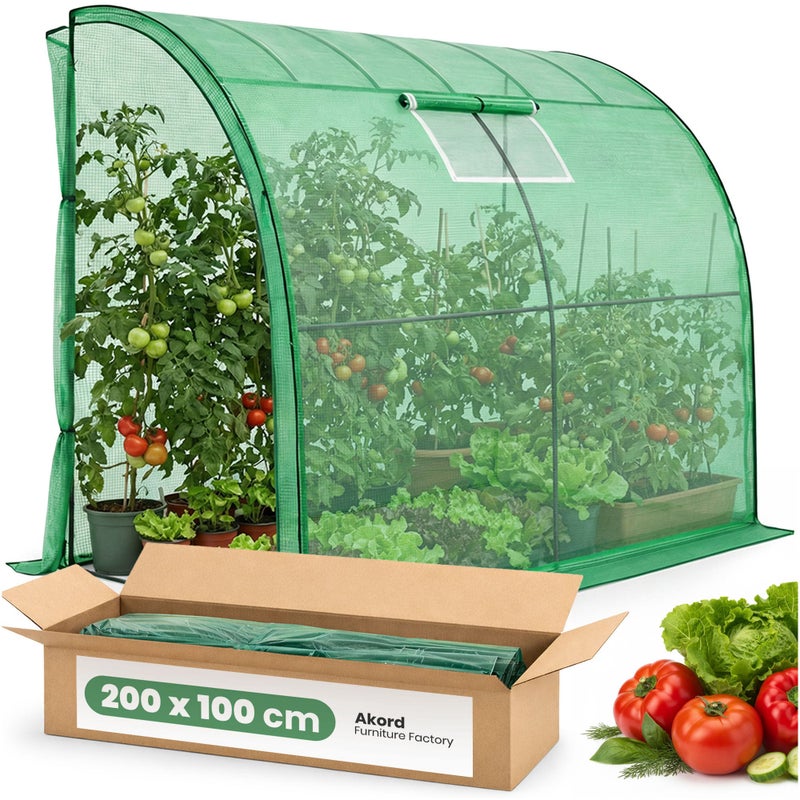 Szklarnia ogrodowa foliowa przyścienna AKORD 1 drzwi 1 okno Zielona 100x200x210 cm