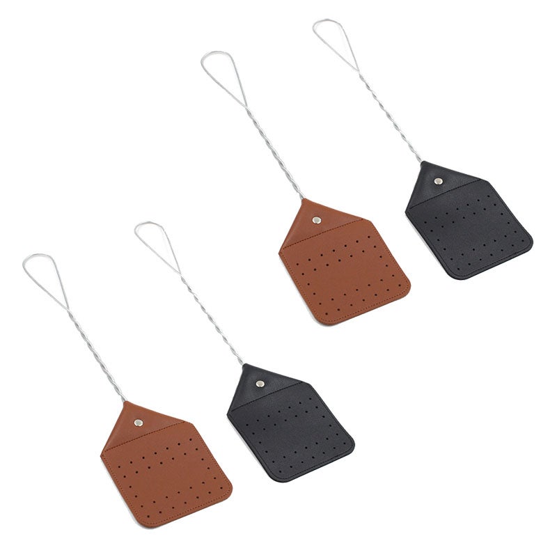 Zestaw 4 pack łapek na muchy z metalowymi uchwytami, ręczne przenośne łapki na komary do użytku zewnętrznego (2 * czarne + 2 * brązowe)