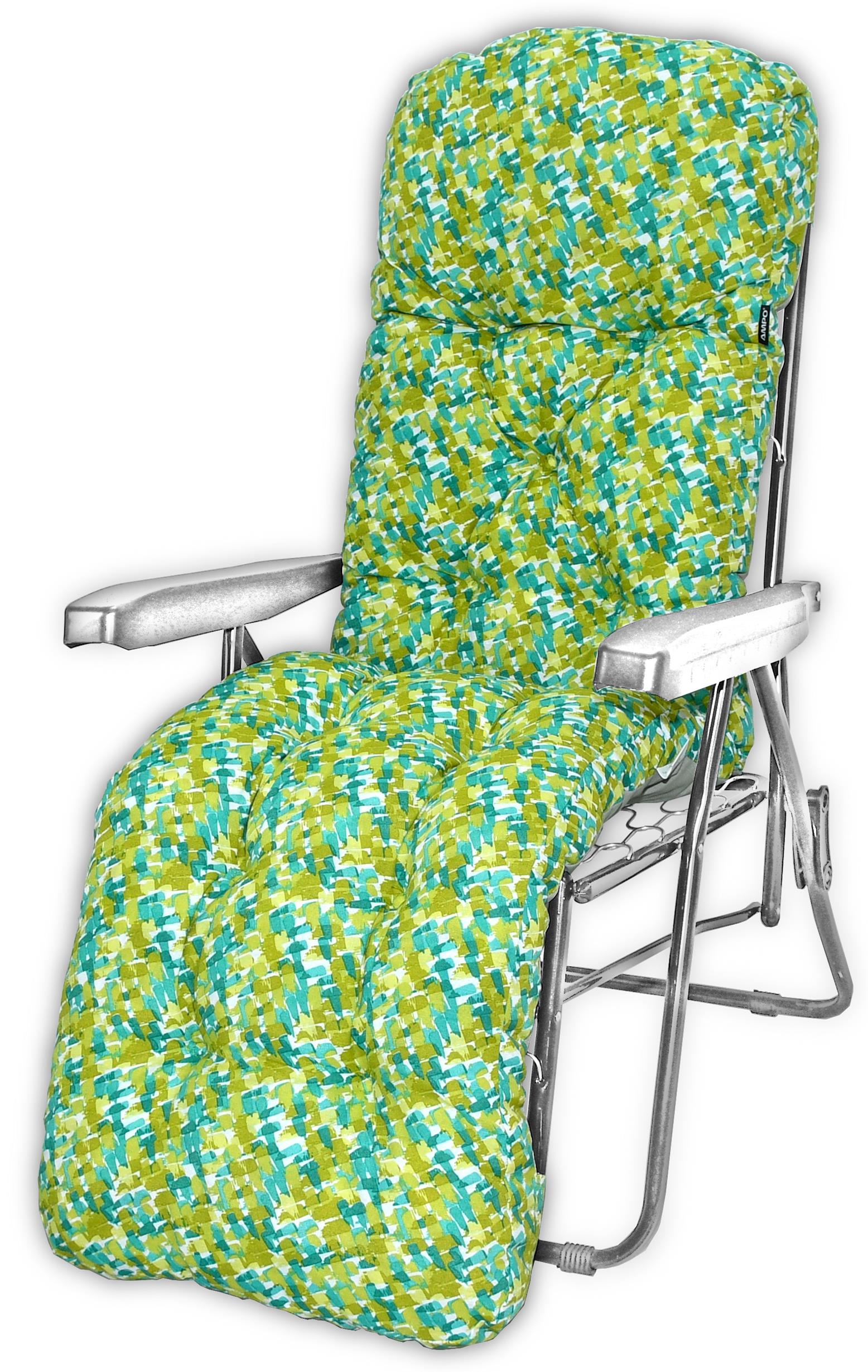 Poduszka ogrodowa na leżak z podnóżkiem AMPO zielony niebieski 1 szt.