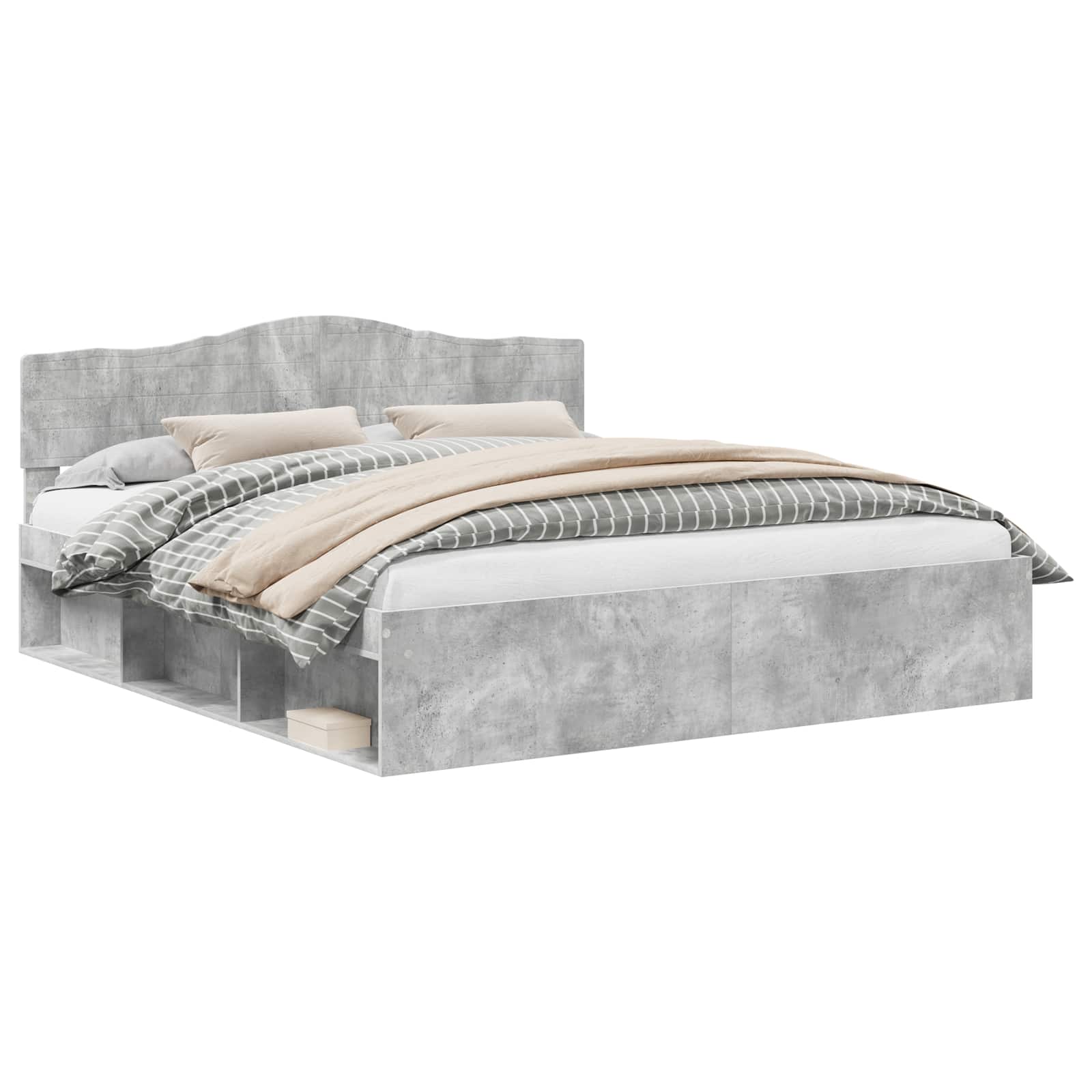 Cadre de lit béton 180 x 200 cm bois de pin massif - 2