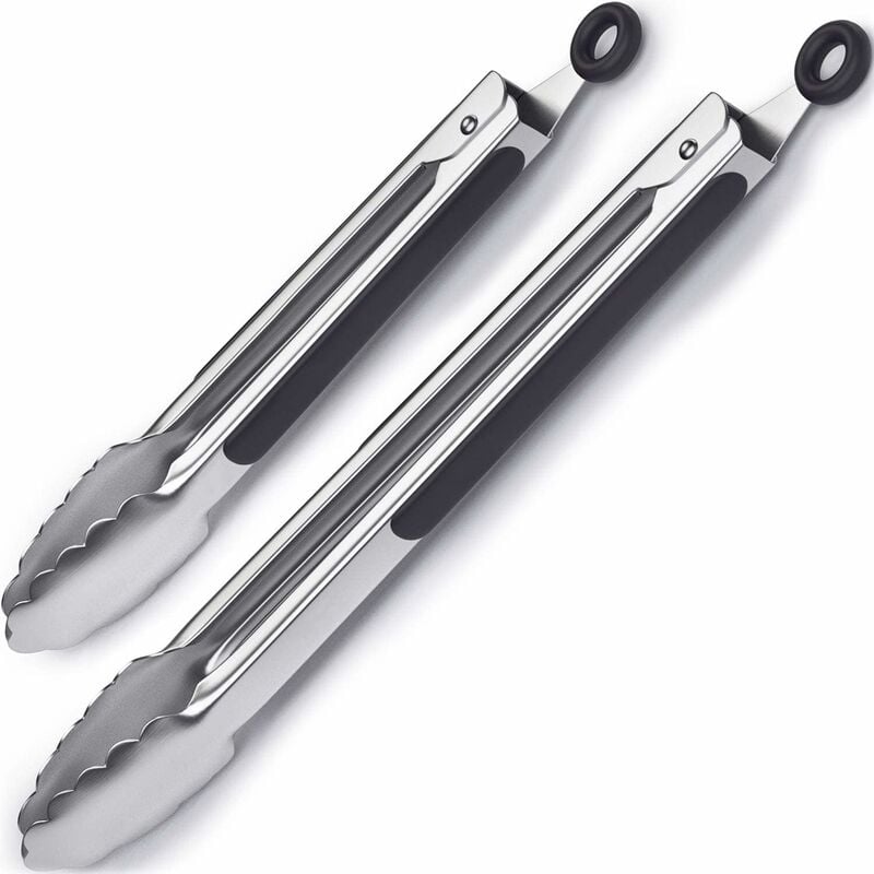 Set Di 9 Pinze Da Cucina In Acciaio Inossidabile Con Impugnatura In Silicone – Antiaderenti, Resistenti Al Calore, 27 Cm - 2