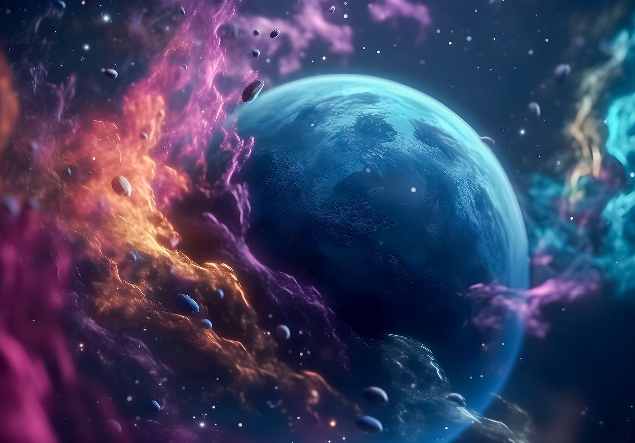 Papel pintado fotografia panorámica niños cosmos galaxia planetas 254x184 cm - incluye cola – moderno niños papel no tejido