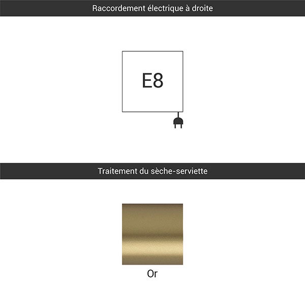Sèche-serviette électrique doré - (HxL) 1580x700 mm - 1000 Watts - 1000 Watt - ALE1580-700E8BRA - 2