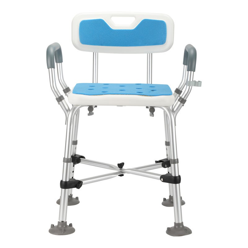 Taboret prysznicowy Taboret do wanny Regulowana wysokość krzesła prysznicowego - do 180 kg Podpory poprzeczne z podłokietnikami i oparciem