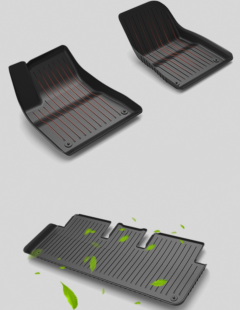 Tappetini TPE Per Tesla Model Y 2021-2024 - Set 3 Pezzi Anteriori, Inodori, Antiscivolo, Facili Da Pulire, Adattabili E Sicuri