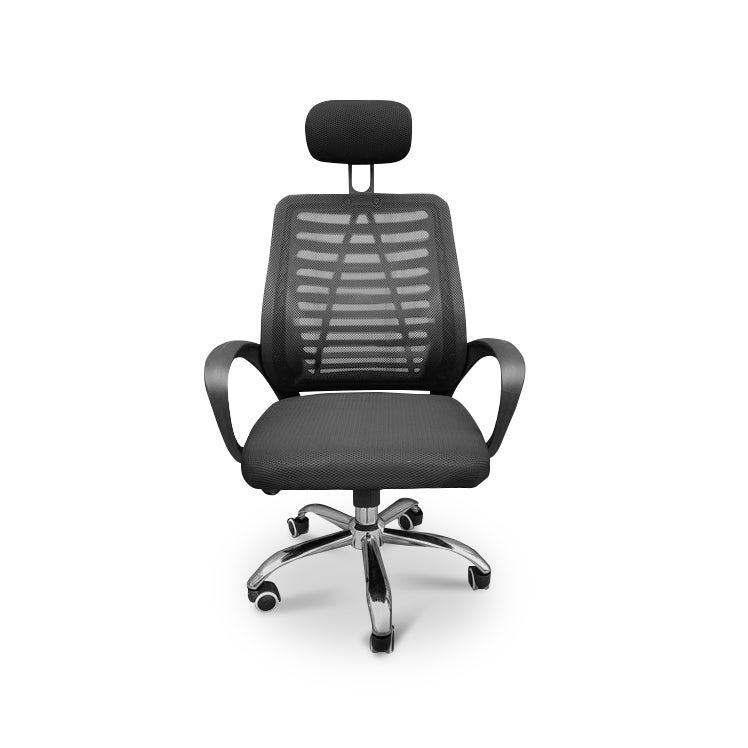 Chaise d'étude pour jeunes avec assise et dossier en textile en résille, noir. Modèle Esther - 2