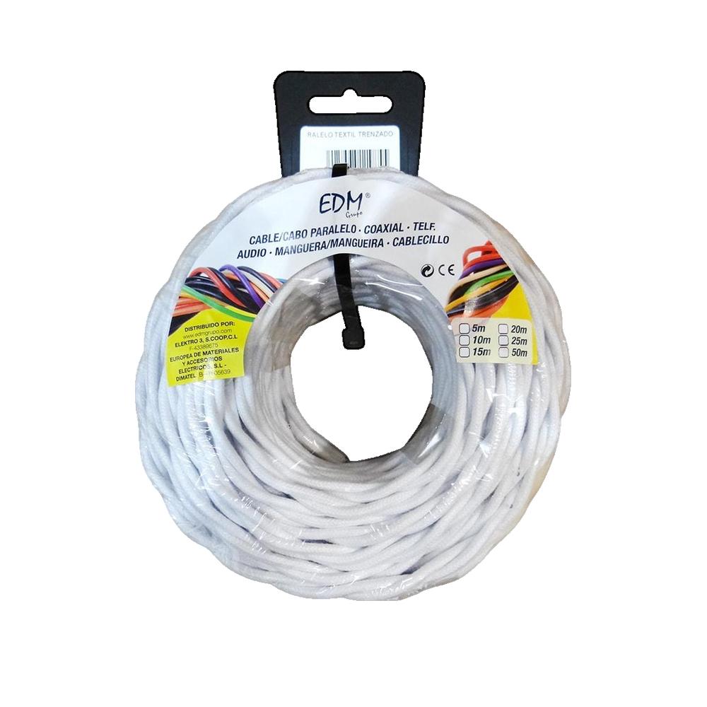 Edm Paralelo Textil Trenzado 2X2,5Mm 25M Blanco , Leroy Merlin